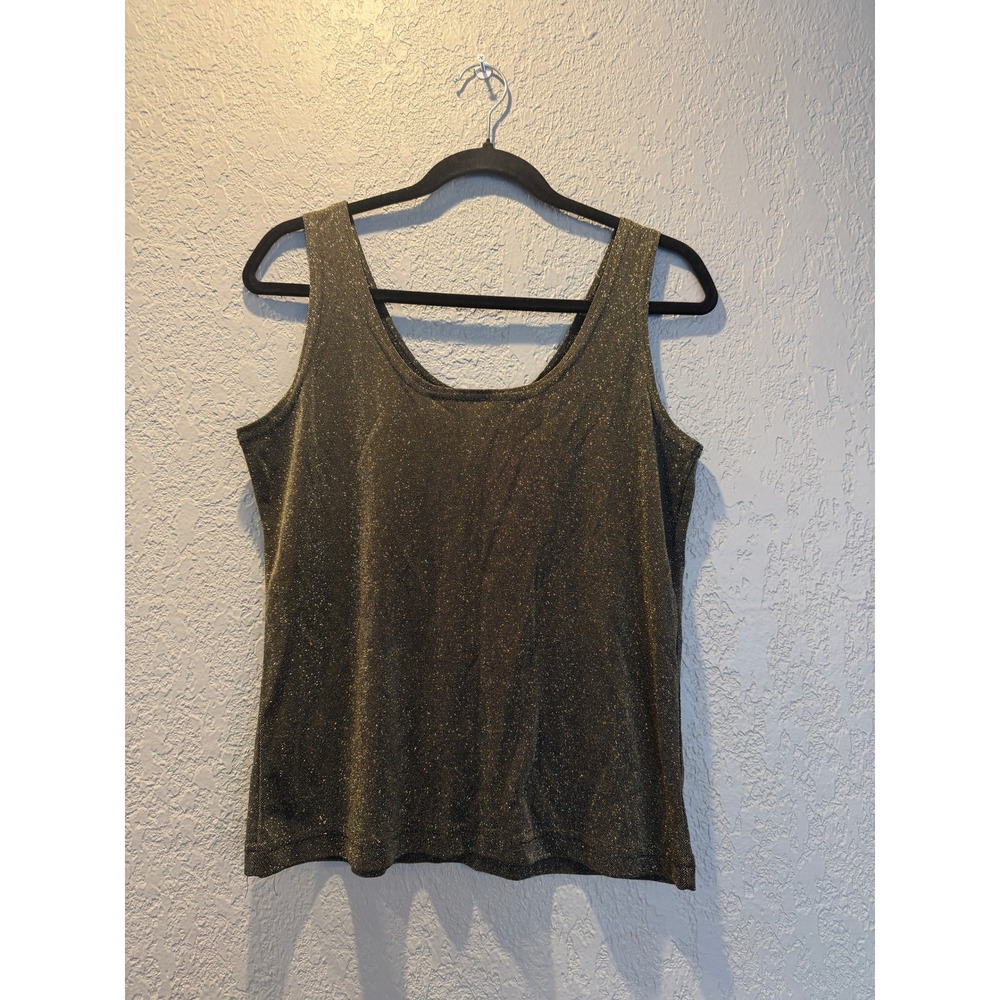 Katelyn Rose Gold‎ Metallic Shimmer Scoop Neck Tank Top Medium